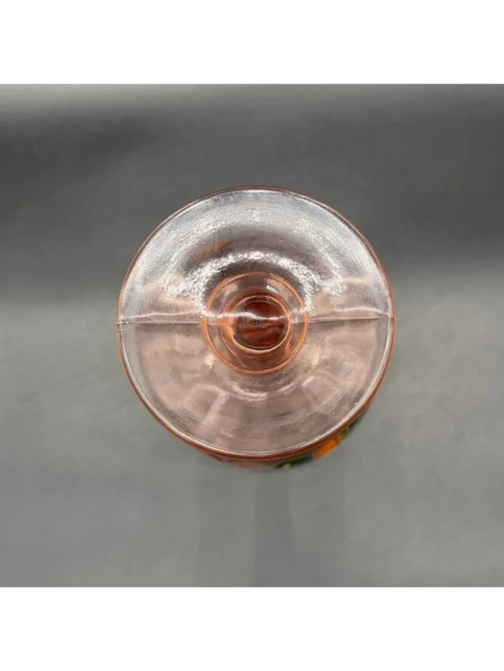Vintage Pink Depression Glass Compote Hand Painted Floral Bowl Dish Centerpiece